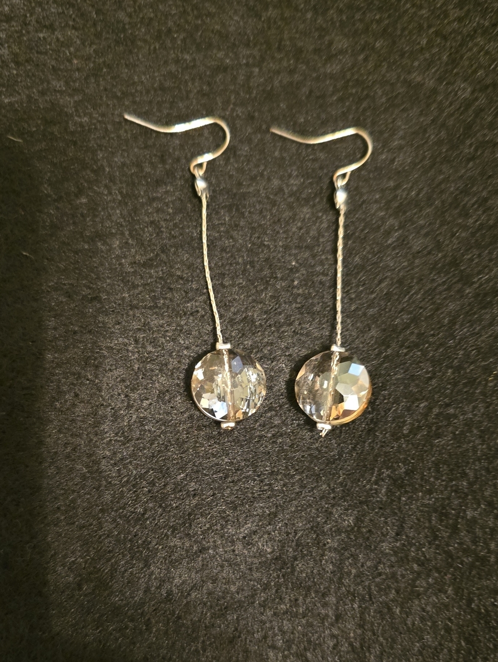 Silver Drop Crystal Dangle Earrings - Clear